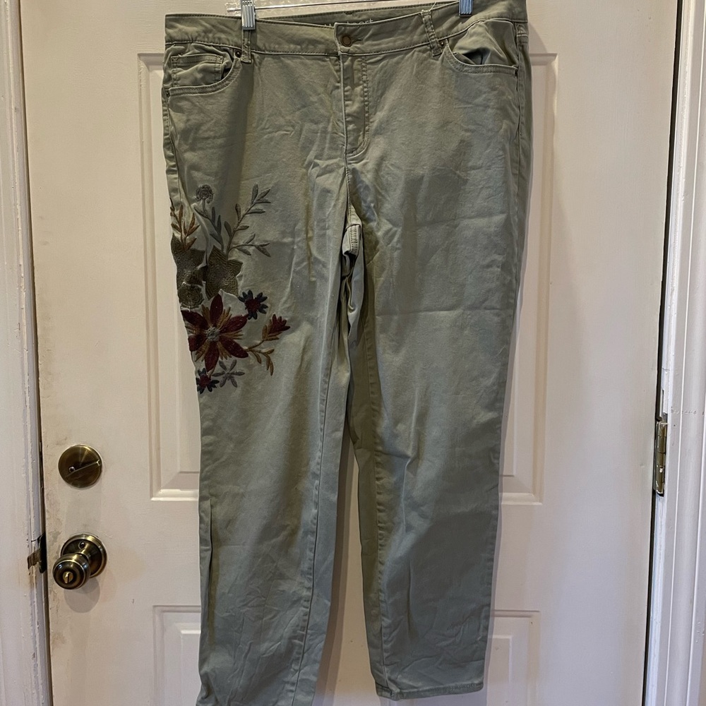 Light Olive Jeans Size 16W Cotton